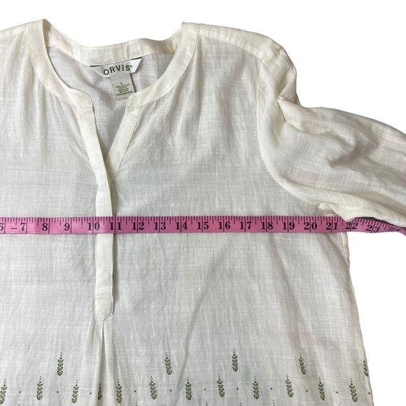 Orvis Tunic Women's 100% Cotton Half Button BoHo Print Blouse Sz Large - Picture 5 of 7